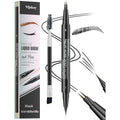 Microblading Eyebrow Pen, Dual-Ended Brow Pencil with 2-Fork-Tip and Precise Brush, Waterproof Longer Lasting Eyebrow Pencil, Microblade Eyebrow Pencil Create Natural Hair-Like Strokes (Black)