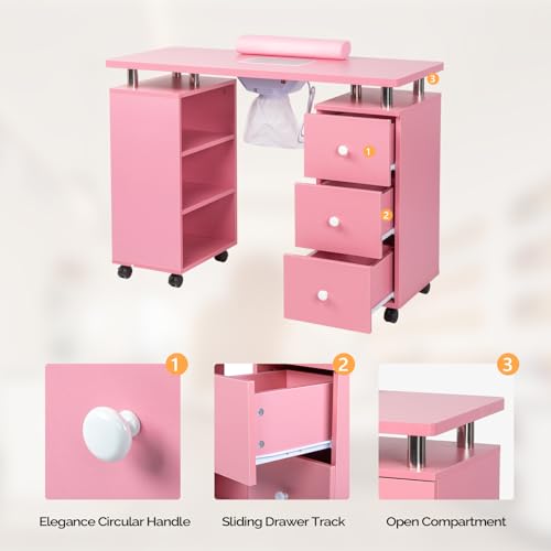 OmySalon Electric Manicure Table w/ Dust Collector & Storage