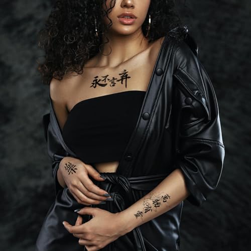 Chinese Character Temporary Tattoos - 30 Sheets Waterproof Fake Tattoos