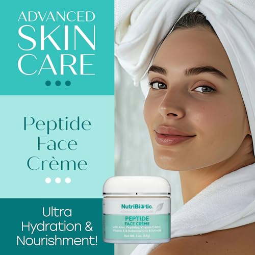 NutriBiotic ? Peptide Face Creme with GSE, 2 Oz | Ultra-Hydrating | Collagen Synthesis Support | with Botanical Extracts & Oils & Vitamin E | Natural Fragrance & Paraben Free (Pack of 2)
