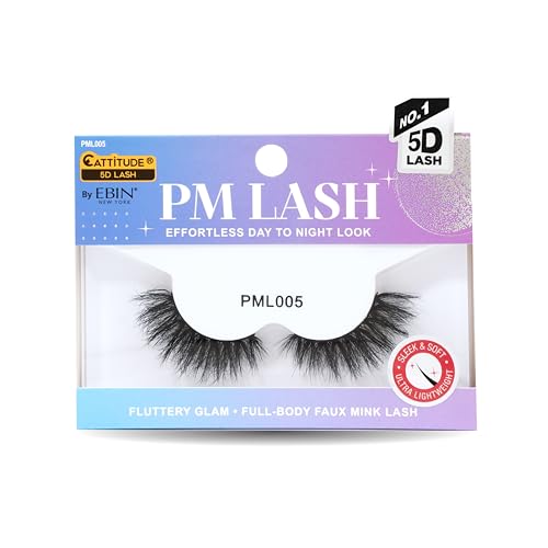 CATTITUDE 5D Cat Eye False Eyelashes - Wispy Faux Mink, Clear Band