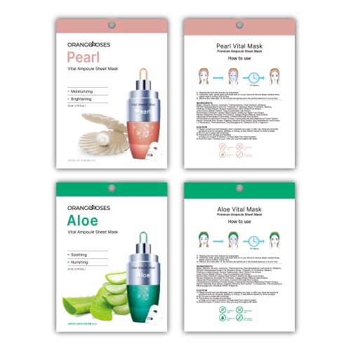 ¡¼Orangeroses¡½ 13 Pcs Combo Vital Ampoule Sheet Mask, Korean Facial Skincare Sheet | Simple & Effective Skincare Routine | Moisturization | Wrinkle Care | Brightening (New Upgraded Mask)