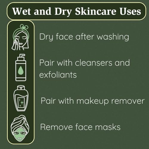 Clean Facial Towels for Sensitive Skin, 100% USDA Biobased Face Towels, 50 Count, Ultra Soft, Makeup Remover Dry Wipes, Cotton