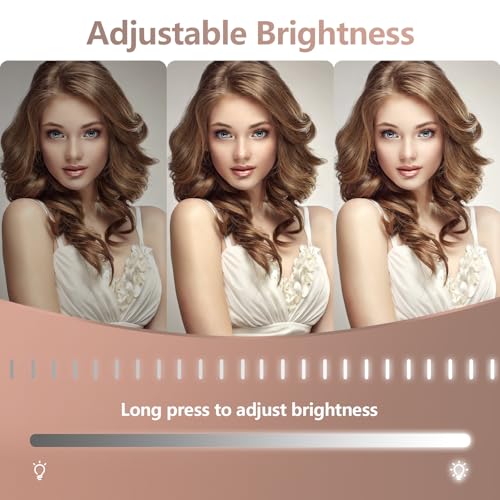 Vanity Mirror with Lights, 5X Magnification Spot Mirror, Makeup Mirror with Dimmable 3 Color Lighting, 17.3"L x 14.2"W