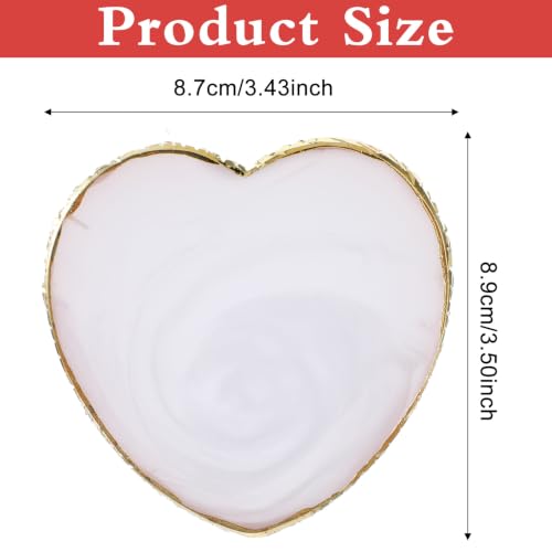 Nail Art Palette Set 2Pcs Heart White Resin Gold Edge