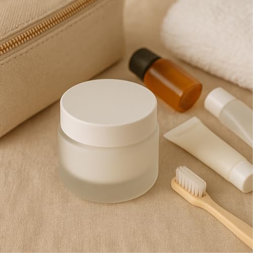 2-Pack 60g Frosted Glass Cream Jars with White Lids