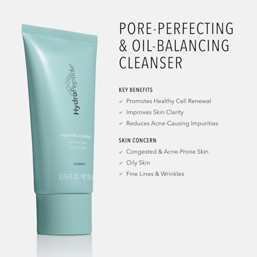 HydroPeptide Purifying Facial Cleanser, Pore-Perfecting Face Wash Absorbs & Balances Natural Oils, 6.76 Ounce