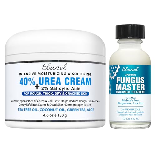 Ebanel 40% Urea Foot & Skin Moisturizer with Fungus Treatment, 4.6 Oz & 1 Oz