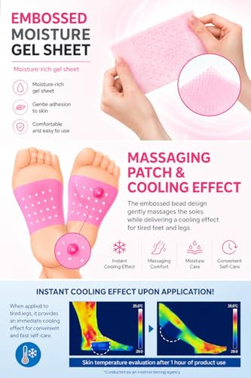 Cooling Foot Patch with Acupressure – 2 Pack Foot Mask for Tired Feet