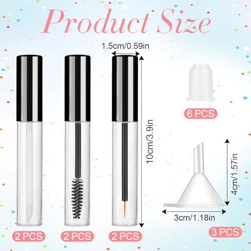 Giantree 6 Pack Empty Mascara Tubes with Brush Wands