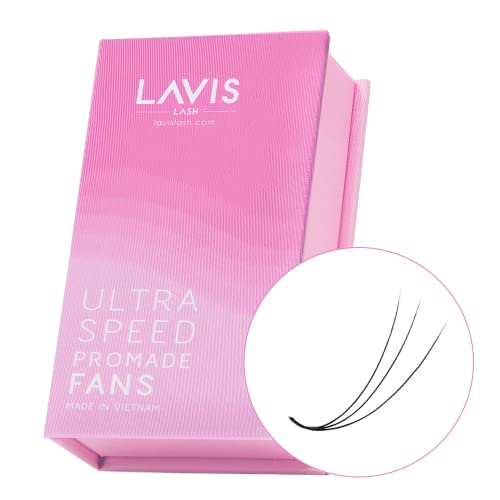 LAVISLASH 500 Ultraspeed Promade Fans Handmade Volume Eyelashes | Ultra Speed Eyelash Extension | 3D To 16D Fans | 0.03/0.05/0.07mm Thickness | C/CC/D Curl | 8-16mm Length(3D-0.07-D-11mm)