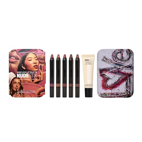Nudestix Nude Love Lip Palette ? Limited Edition 6-Piece Lip, Cheek & Eye Set in Matte & Glossy Finishes | Vegan, Clean, Multi-Use Makeup in Reusable Collector Tin | Anniversary Nude Collection