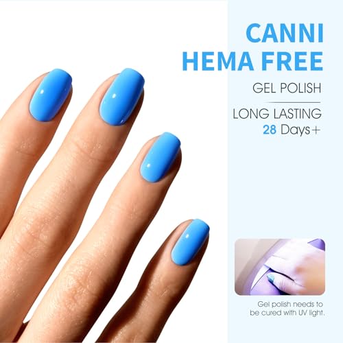 CANNI Bright Blue Gel Nail Polish - High Gloss UV/LED Soak Off Manicure