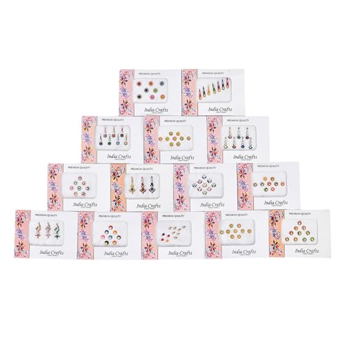 6 Pack Multicolor Bindi Set - Crystal Rhinestone Designs