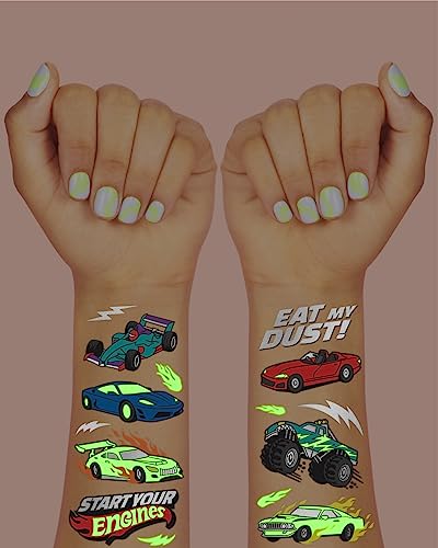 xo, Fetti Glow in Dark Car Temporary Tattoos - 42 Pack
