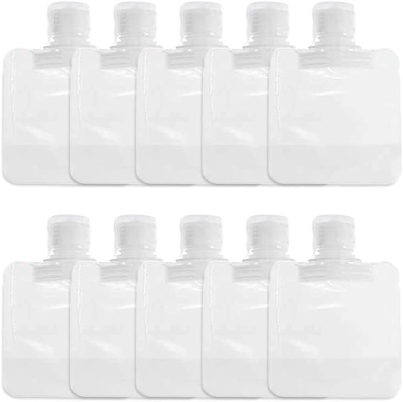 10Pcs Travel Squeeze Pouches 30ml Clear Refillable