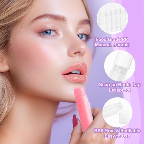 50 PCS Lip Balm Tubes - 5 g Twist-up Lip Gloss Balm Containers BPA Free & Leak Free,Clear Empty Lipstick Tubes with White Caps for DIY Homemade Lipsticks,Chapsticks,Solid Perfume,Gifts