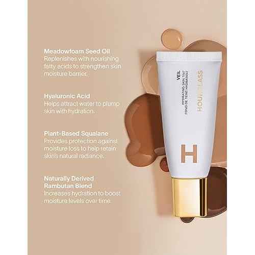 Hourglass Veil Hydrating Skin Tint, Dewy Tinted Moisturizer, Makeup and Skincare Benefits, Lightweight, Buildable Coverage, Vegan, Cruelty-Free Hourglass Skin Tint for Radiant, Natural Glow