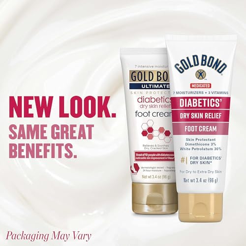 Gold Bond Ultimate Diabetics' Foot Cream for Dry Skin, 3.4 oz (2 Pack)