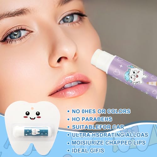Leelosp 24 Pack Dental Assistant Appreciation Gifts Lip Balm Bulk Teeth Themed Moisturizing Lip Balms Dental Hygiene Gifts for World Oral Health Day Nurse Doctor Staff Coworkers Hospital Office
