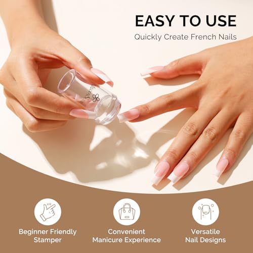 MelodySusie Transparent French Tip Nail Stamp Kit with 2 Plates & 6 Pieces