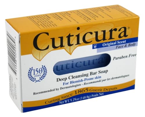 Cuticura Deep Cleansing Face and Body Soap ORIGINAL scent– Deep Cleansing Bar Soap for Blemish-Prone Skin 5.25 oz (Pack of 6)