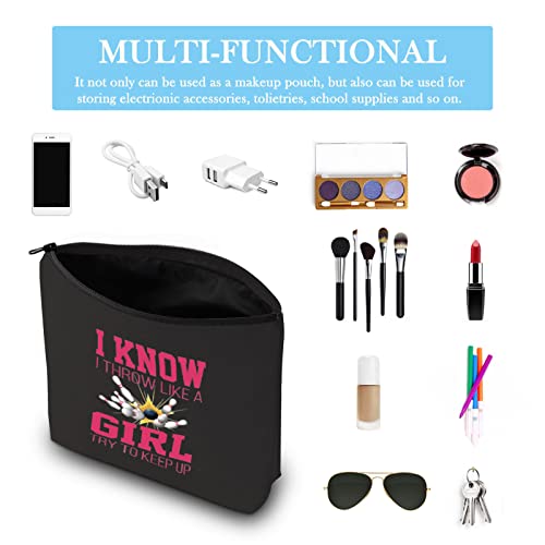 GJTIM Bowling Gift Bowling Lover Cosmetic Bag Bowling Travel Zipper Pouch for Bowling Team (Keep Up Bowling Bag)