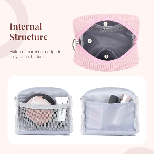 MAGEFY Small Corduroy Makeup Bag - Portable Cosmetic Pouch
