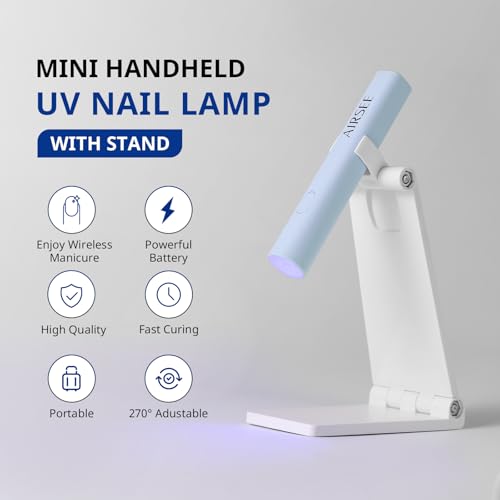 AIRSEE Mini UV Nail Lamp Rechargeable with Stand