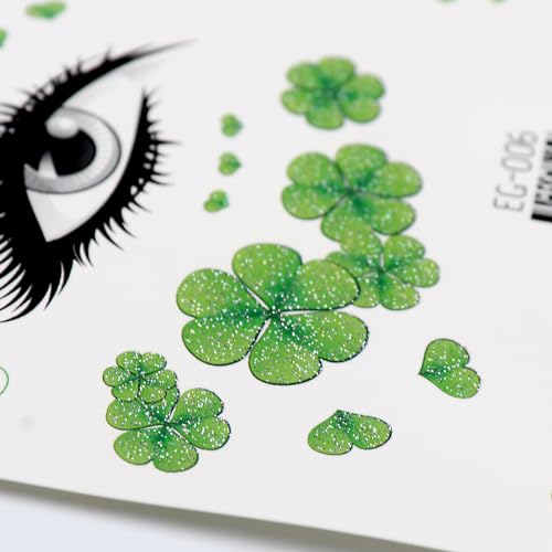 St. Patrick's Day Green Shamrock Face Temporary Tattoos (2pcs)
