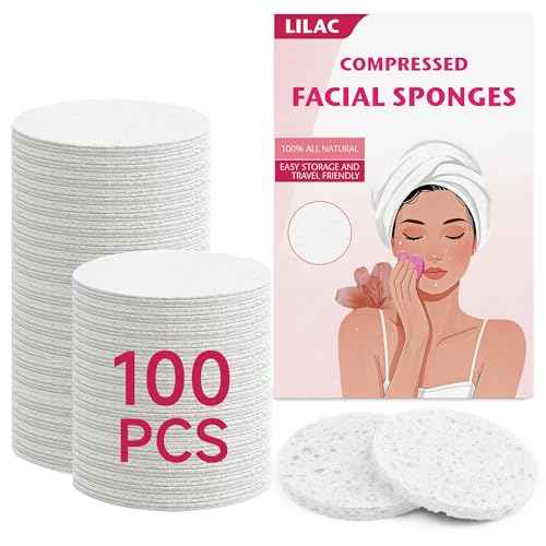 100 Count Compressed Facial Sponges 100% Natural Cellulose Eco-Friendly Makeup Sponges for Gentle Cleansing, Exfoliating & Stubborn Makeup Removal Travel for Women (Round white)