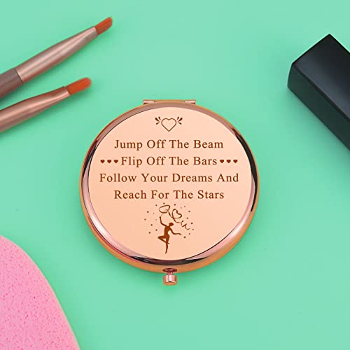 2 PCS Gymnastics Lover Gifts Encouragement Gift Compact Makeup Mirror Gymnastics Gifts Gymnast Inspirational Gift for Women Folding Makeup Mirror for Gymnasts Team Christmas Birthday