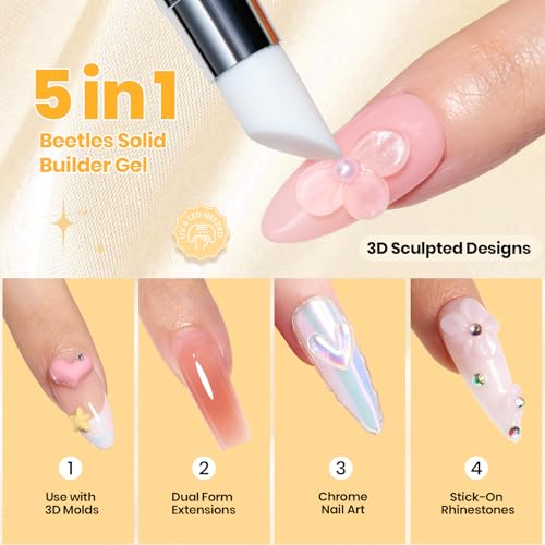 Beetles Clear 3D Builder Nail Gel Kit - Pastel Playland, 2 Pieces, UV Curing