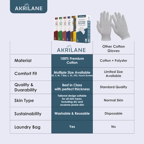 Cotton Moisturizing Gloves for Dry Hands - 5 Pairs XL