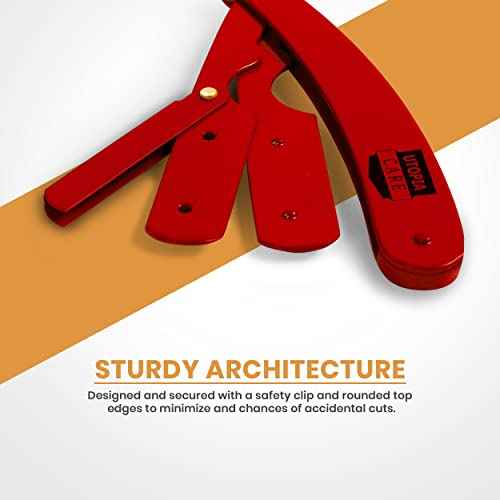 Utopia Care Professional Straight Razor for Men, Barber Straight Edge Razor Safety with 100 Pack Blades, Red