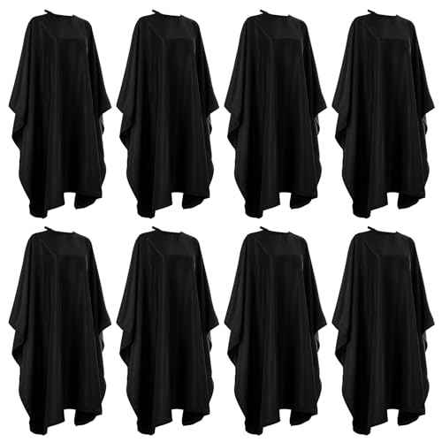 Barber Cape 63"x57" Hair Salon Capes Professional Hair Cutting Cape Black Waterproof Haircut Cape with Adjustable Snaps 8Pack
