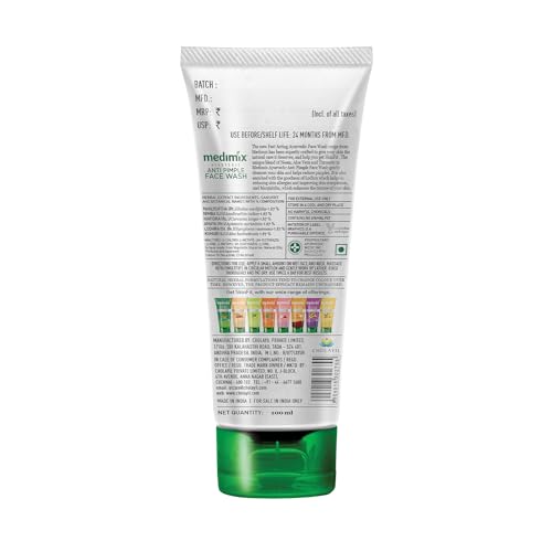 Medimix Ayurvedic Face Wash for All Skin Types - Soap Free - Paraben Free (100 ml / 3.4 oz)