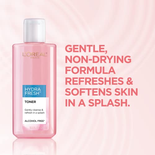 L'Oreal Paris HydraFresh Alcohol-Free Face Toner with Pro-Vitamin B5, Smoother Bright Complexion, 2 Pack