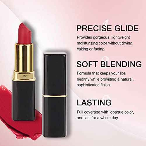 evpct 3Pcs Red Matte Lipstick Set for Older Women Long Lasting, Dark Light Bright Ruby Berry Red Matte Velvet Long Lasting Lipstick Waterproof Smudge Proof 24 Hours Original Lip Stick Stain Makeup Kit