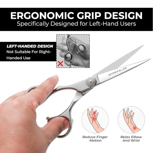 Left-Handed Hair Cutting Scissors 6.5” Professional Shears SHARPGLAM