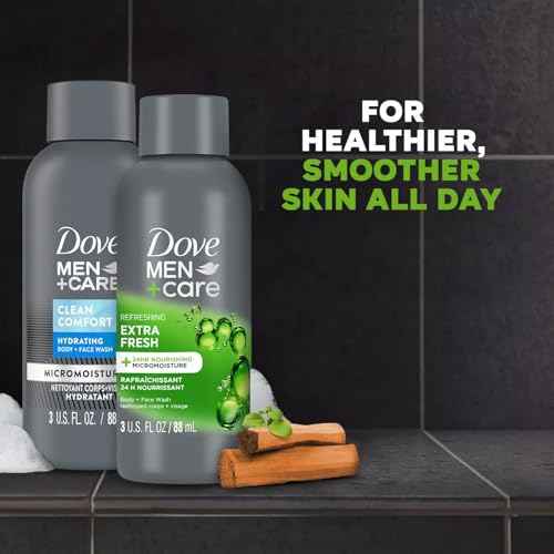 DOVE MEN + CARE Body & Face Wash Variety 2-Pack ??Extra Fresh + Clean Comfort, Travel Essentials, 3 Oz Ea