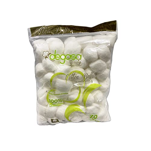 Jumbo 100% Natural Cotton Balls for Skincare & Makeup Removal (70 Count)