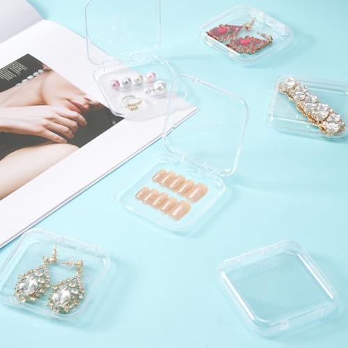 60-Piece Clear Nail Storage Box Organizer with Adhesive Strips