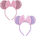 Sotaila 2 Pack Mouse Ears Headbands for Women & Girls - Sequin Bow