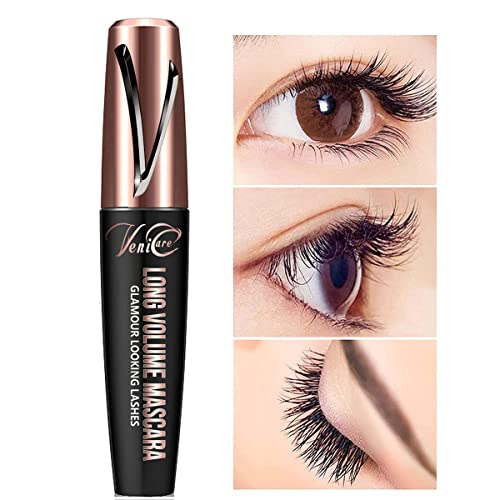 Venicare 4D Silk Fiber Lash Mascara, Lengthening and Thick, Volume, Long Lasting, Smudge-Proof, All Day Full, Long, Thick, Smudge-Proof Eyelashes (1 Pack)