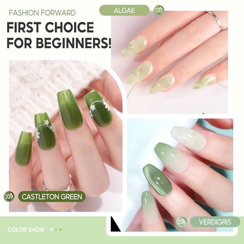 PEACECOLOR Green Jelly Gel Polish Set - 6 Colors 10ML