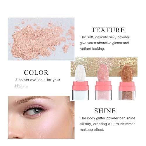 3-Color Glitter Highlighter Powder - Shimmer Face & Body Makeup