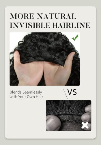 CROWNA 20 Inch Curly Half Wig - Natural Black Synthetic Wig, 200% Density