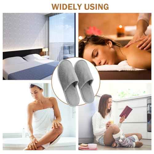AQUEENLY 6 Pairs Disposable Slippers for Guests, Washable Spa Slippers House Slippers for Guests, Hotel Slipper Guest Slipper for Shoeless Home, Non Slip Indoor Slipper for Women Men