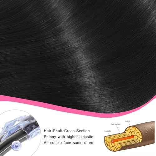 YAREESONG Straight Human Hair Bundles 12A Brazilian Human Hair 1 Bundles 100% Unprocessed Virgin Human Hair Weave Human Hair Extensions Natural Black Color 24 Inch